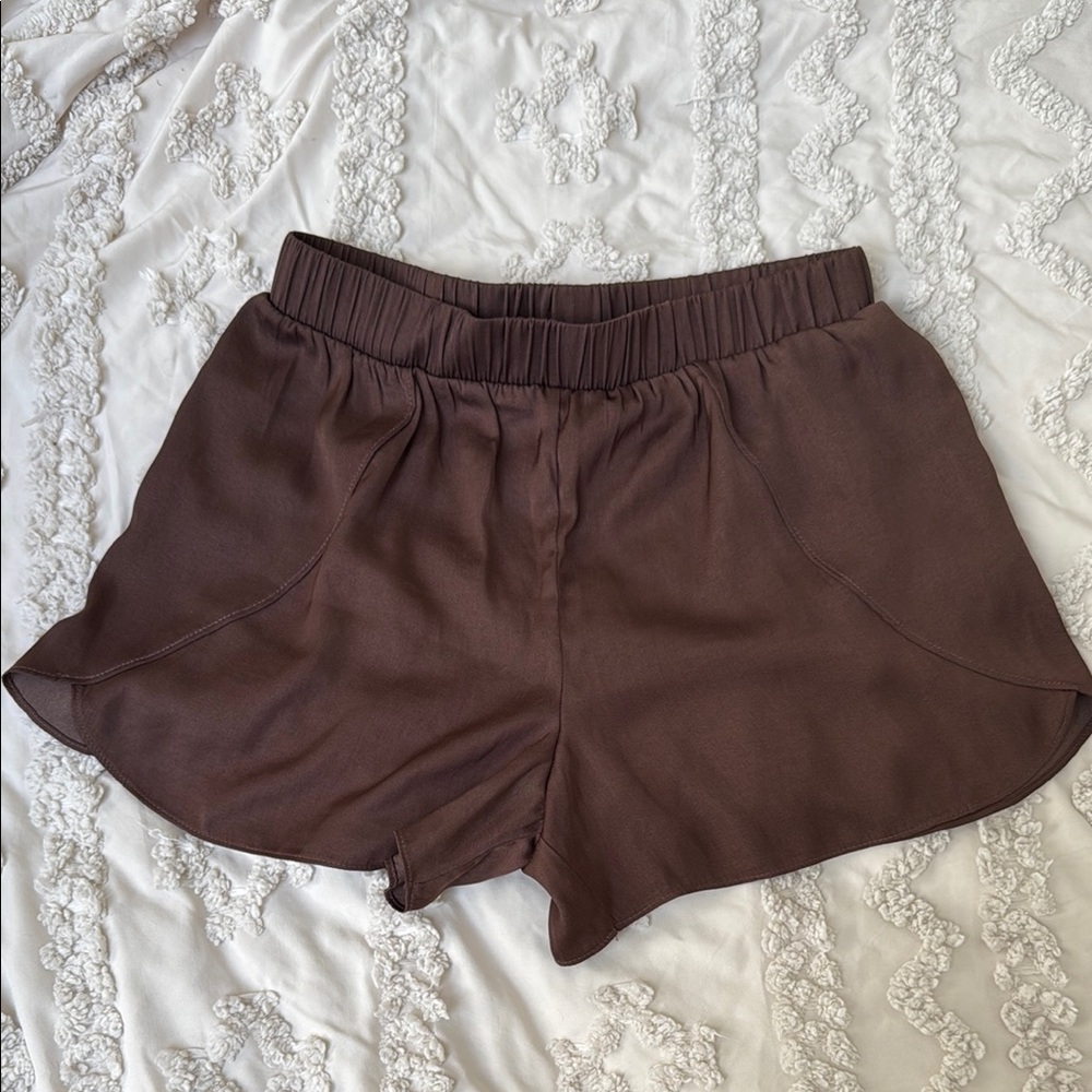 Women's Brown Silk Shorts